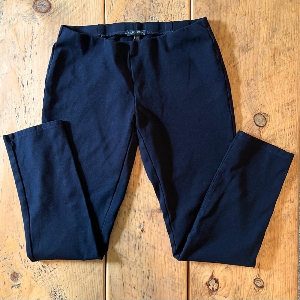 Eileen Fisher | Black Ponte Stretch Ankle Pants Slim Fit | XS